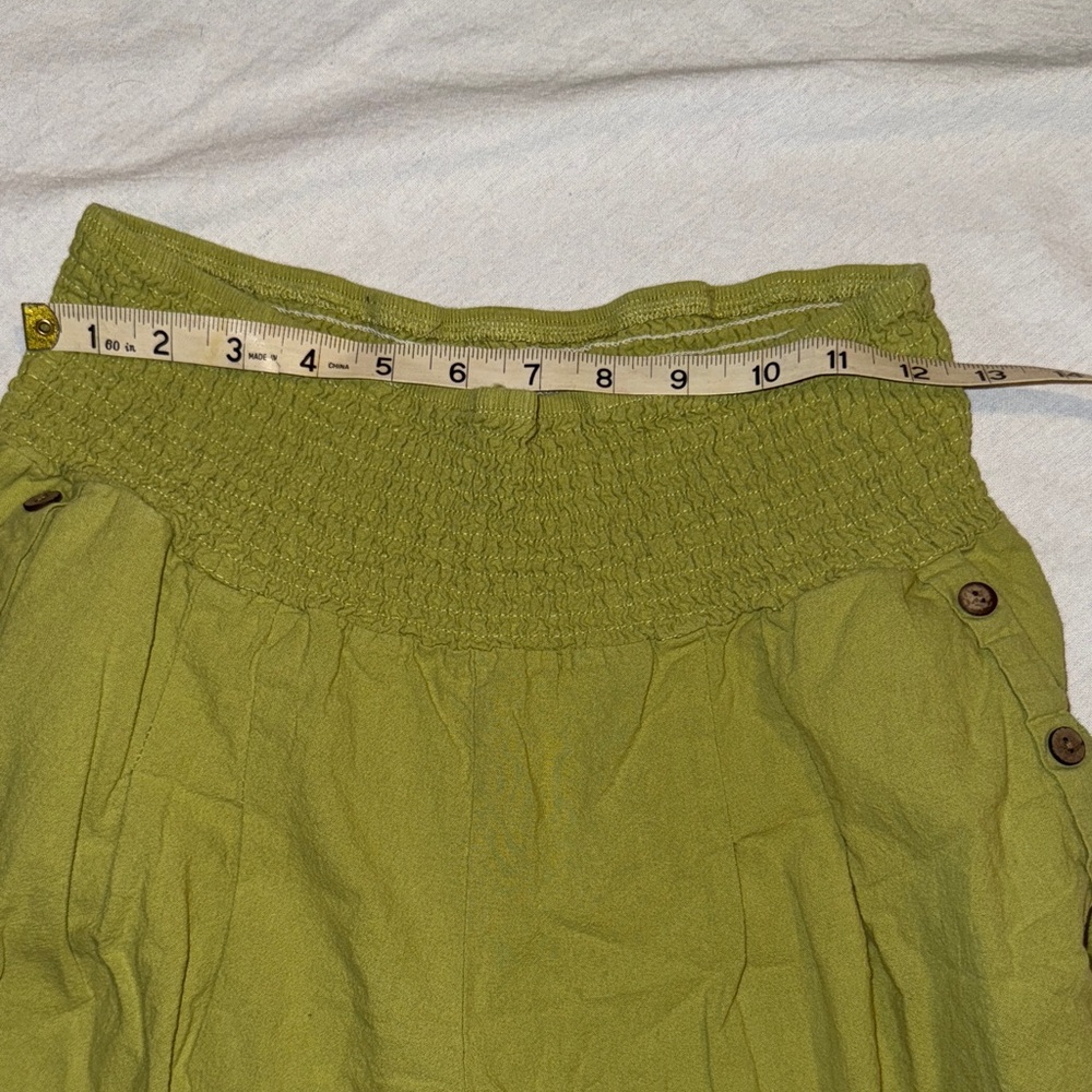 Cotton: boho Green Wide-Leg Pants. Stretch waistband Sz M - Picture 5 of 8